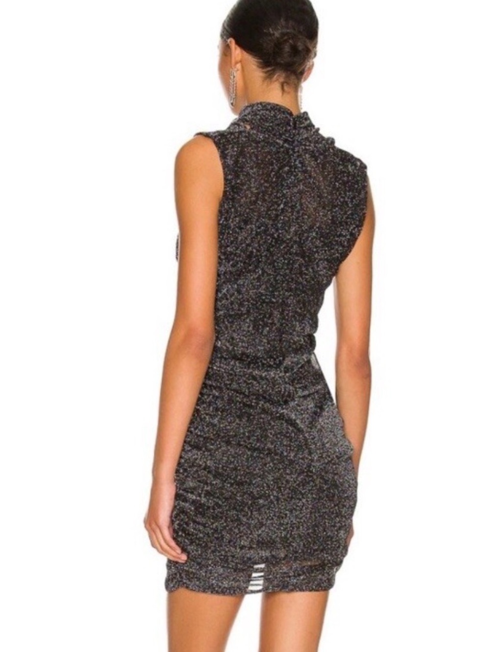 AllSaints Black Sparkle Sleeveless Mini Dress (Tia Metallic Dress)